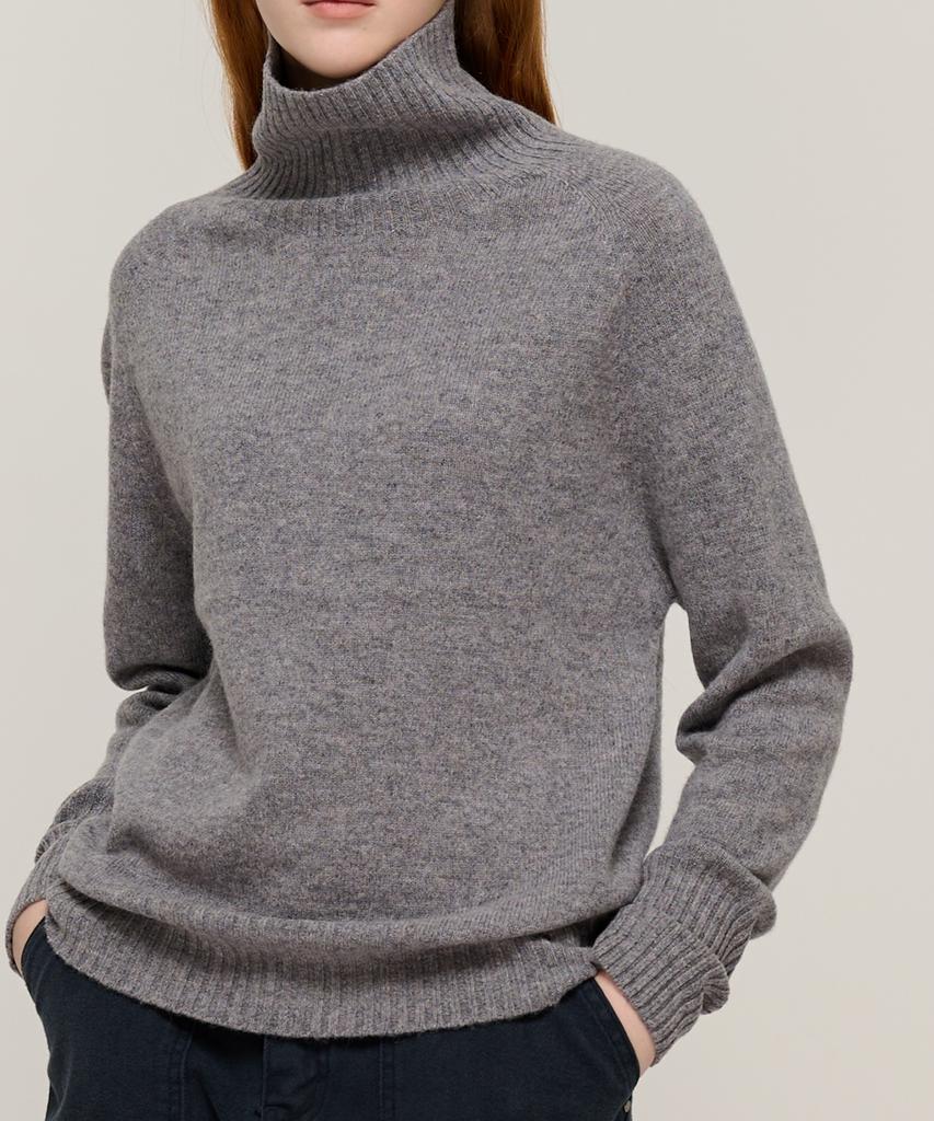 CARGOBROS FOR WOMAN Premium Wool Wholegarment High-Neck Knit (Gray)