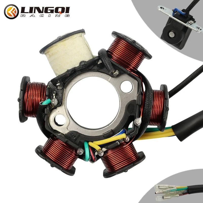 

LINGQI RACING 6 Pole Magneto Rotor Flywheel Roller Motorcycle Coil For 50cc-125cc Electric Start Engine ATV Off-road Tricycle Coil