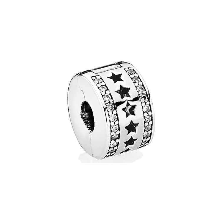 Pandora Starlight Sparkle Silicone Free Clip Unisex Accessories 796381CZ Box,F,Silver
