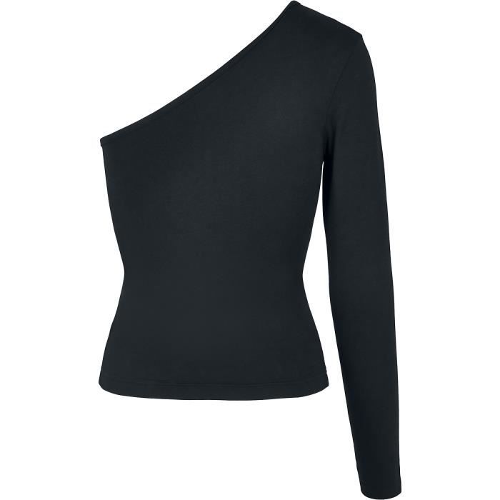 Débardeur Femme - Urban Classics - Haut Manches Longues Asymétrique - Noir - Slim Fit