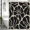 Black Floral Abstract Art Modern Shower Curtain, Bathroom Decorative Shower Curtain, Waterproof Shower Curtain with Hooks
