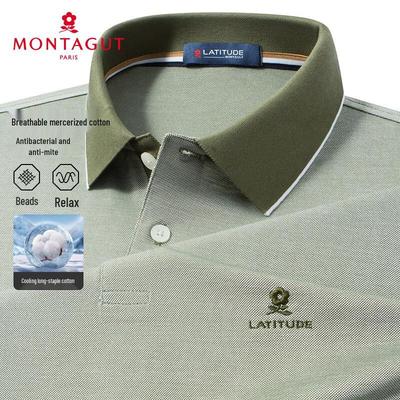 MONTAGUT Men's Spring/Summer Breathable Mercerized Cotton Polo Shirt