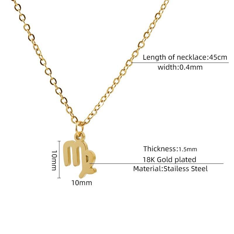 

Ожерелье из нержавеющей стали с изображением двенадцати созвездий, персонализированное, универсальное, модное, из титановой стали, из 18-каратного золота, для женщин Electroplated 18k Gold