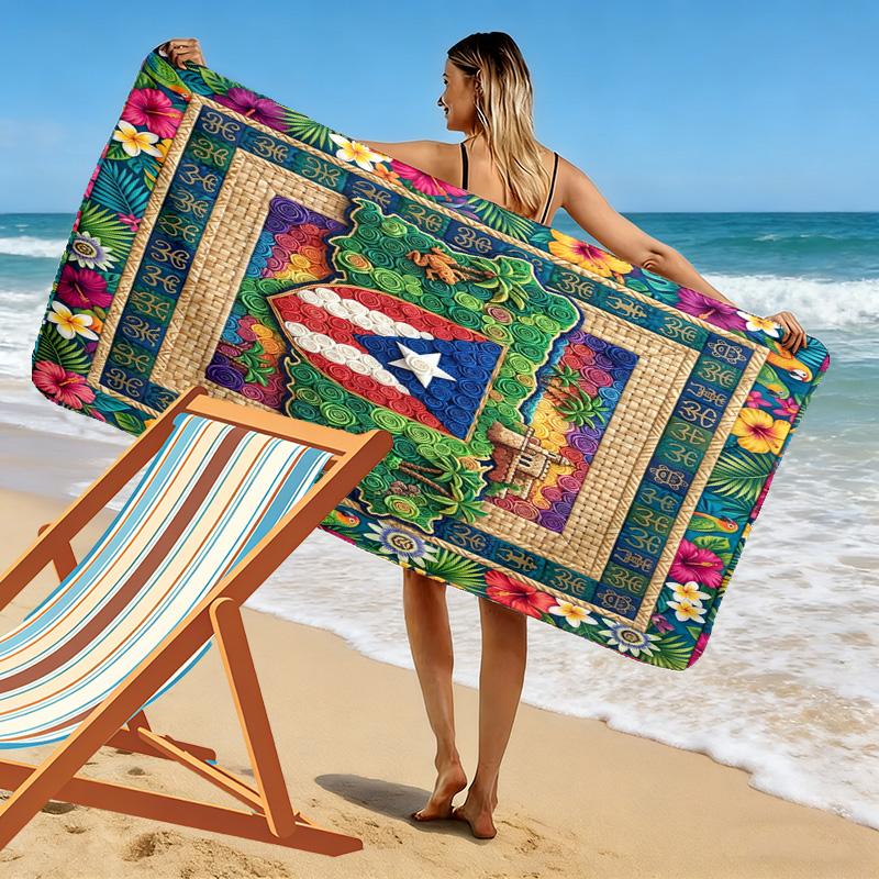 Motor Tractor Patchwork Print Beach Towel, Large Soft Quick Dry Towel for Beach Camping Swimming