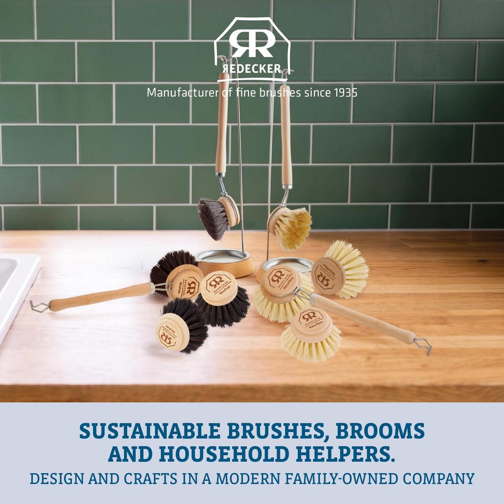 Redecker Kitchen Brush with Handle Plant Size S Fiber / Fiber, (Plant Bristles)