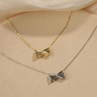 Sweet Girly Bow Necklace French Retro Light Luxury Zircon Niche Collarbone Chain