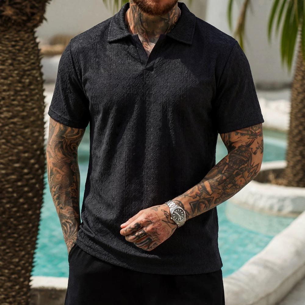 Summer Men s Comfortable Breathable Solid Color Short-Sleeved Casual Men s Short-Sleeved POLOShirt S