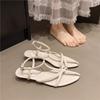 Pointed thin strap Roman shoes fashion French silver cross strap sandals 2025 summer wedge heel open-toed women's outerwear