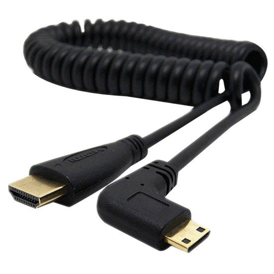 

Mini HDMI-compatible to 90 Degree Right HDMI-compatible Male Angled Adapter Spring Cable Left Elbow чорний