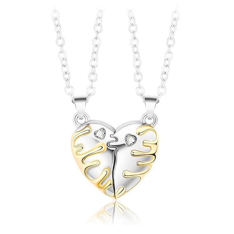 Ice And Snow Melting Couple Necklace Love Splicing Magnet Necklace