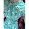 1011 summer new cheongsam cheongsam delivery dress cheongsam wins women's cheongsam blue-green white new Chinese style