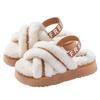 Autumn and Winter Velvet Cross Belt Korean Version Open-toed Fluffy Cool Slippers 2025 Casual Thick-bottomed Fairy Cotton Slippers