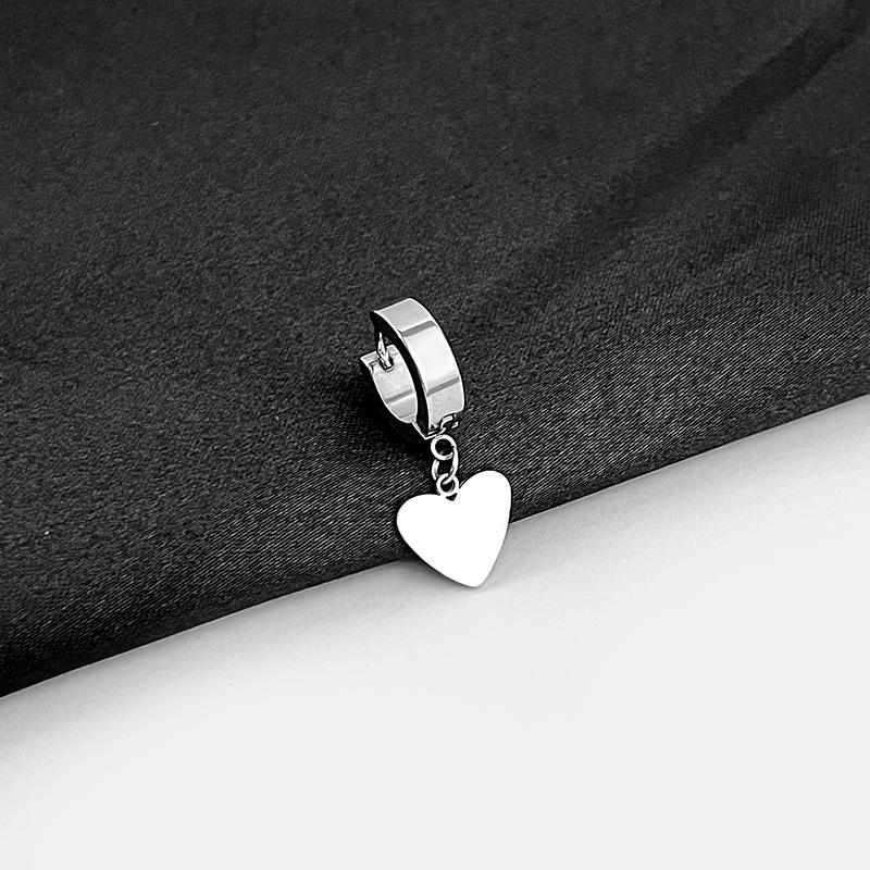 Simple Love Stainless Steel Ear Buckle Earrings - Creative Compact Design