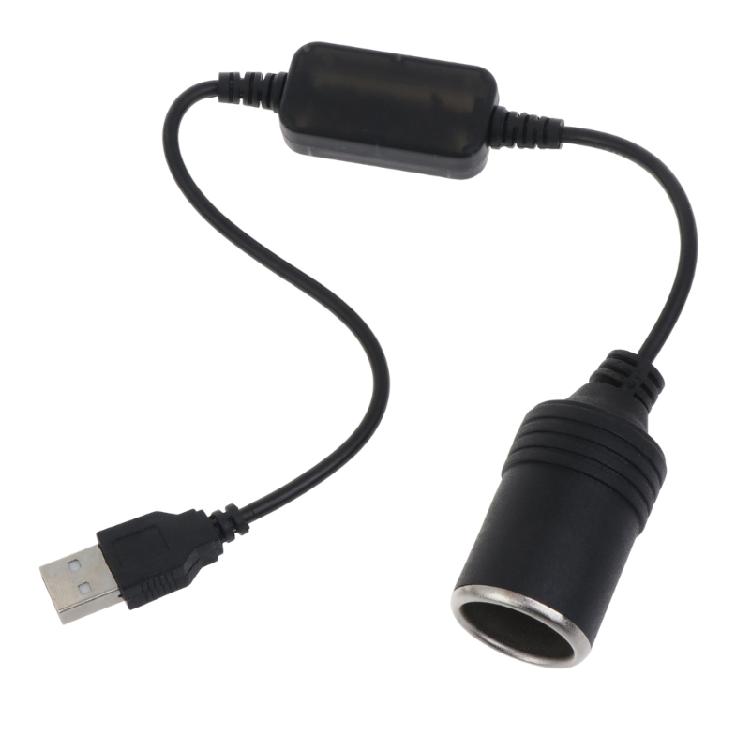Кабель-переходник USB (папа) на гнездо прикуривателя автомобиля, повышающий кабель 5 В на 12 В, шнур питания USB в прикуриватель 1