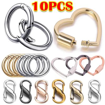 O Ring Spring Clasps Metal Openable Carabiner Keychain Rings Bag Clips Hook Dog Chain Buckles Connector For DIY Jewelry