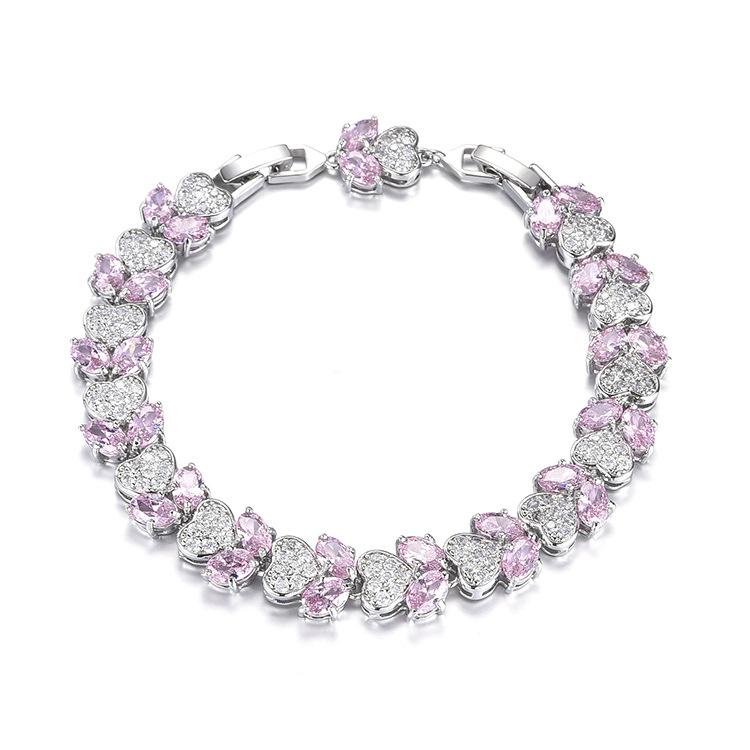 Rubin Zirkon Herz Armband Damen Voll Diamant Damen Armband Schmuck