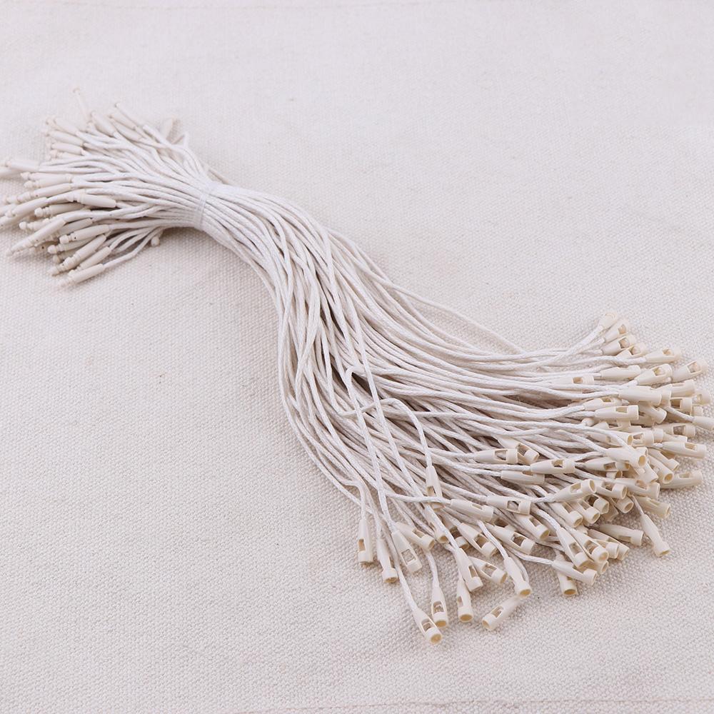 

100PC/Batch Wax Wire Medium Plastic Label White Beige Black Hanging Tag Polyester Rope Buckle Lock Pin Ring Tie Fastener грязно-белый