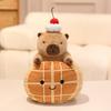 Söt Capybara-plyschleksak med bakverkstema, Mjuk tecknad tårtfylld djur, Kawaii-docka present till barn