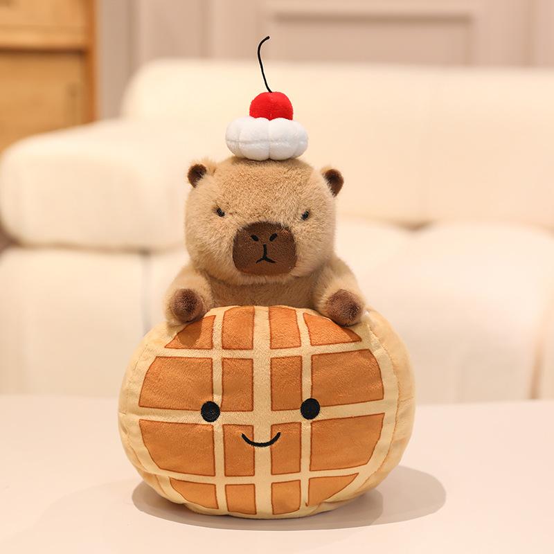 Cute Capybara Plush Toy with Baking Dessert Theme, Soft Cartoon Cake Stuffed Animal, Kawaii Doll Gift for Kids