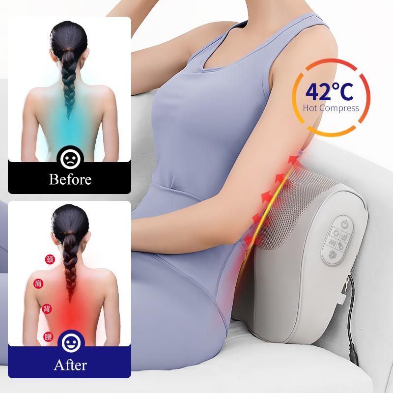 Jinkairui Massage Pillow Heated Acupressure Massager Deep Kneading Shoulders Relax Whole Body Muscles