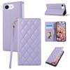 For iPhone 16e Case RFID Blocking Wallet Stand Rhombus Leather Phone Cover with Wrist Strap