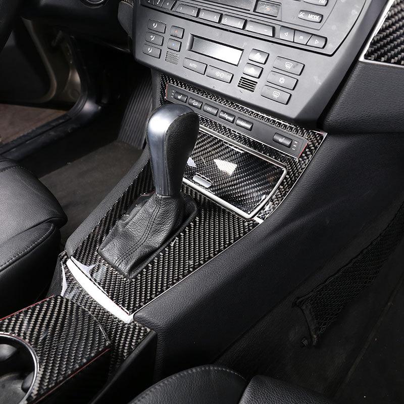 For BMW X3 E83 2006-2010 Soft Carbon Fiber Car Central Control Gear Panel Cover Trim Sticker Interior Car Accessories