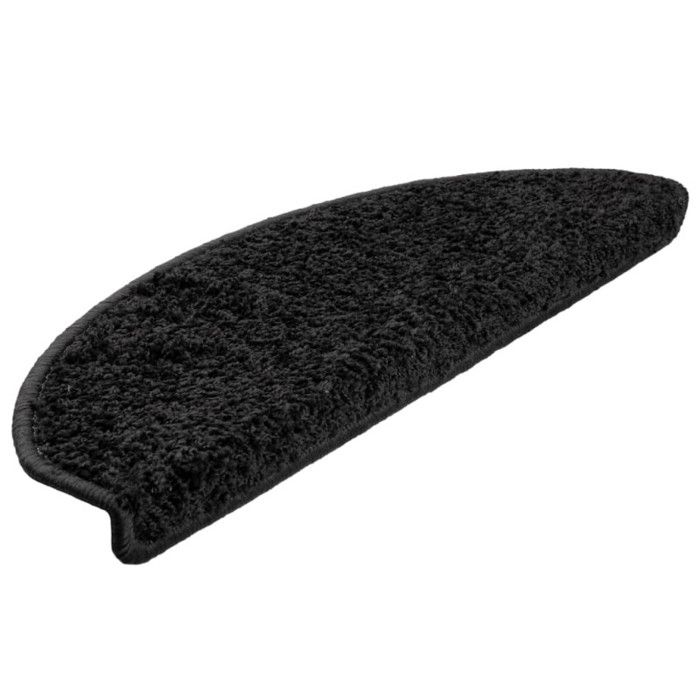 VidaXL Tapis d'escalier 15 pièces 65 x 21 x 4 cm Noir Demi-rond Grand 133901