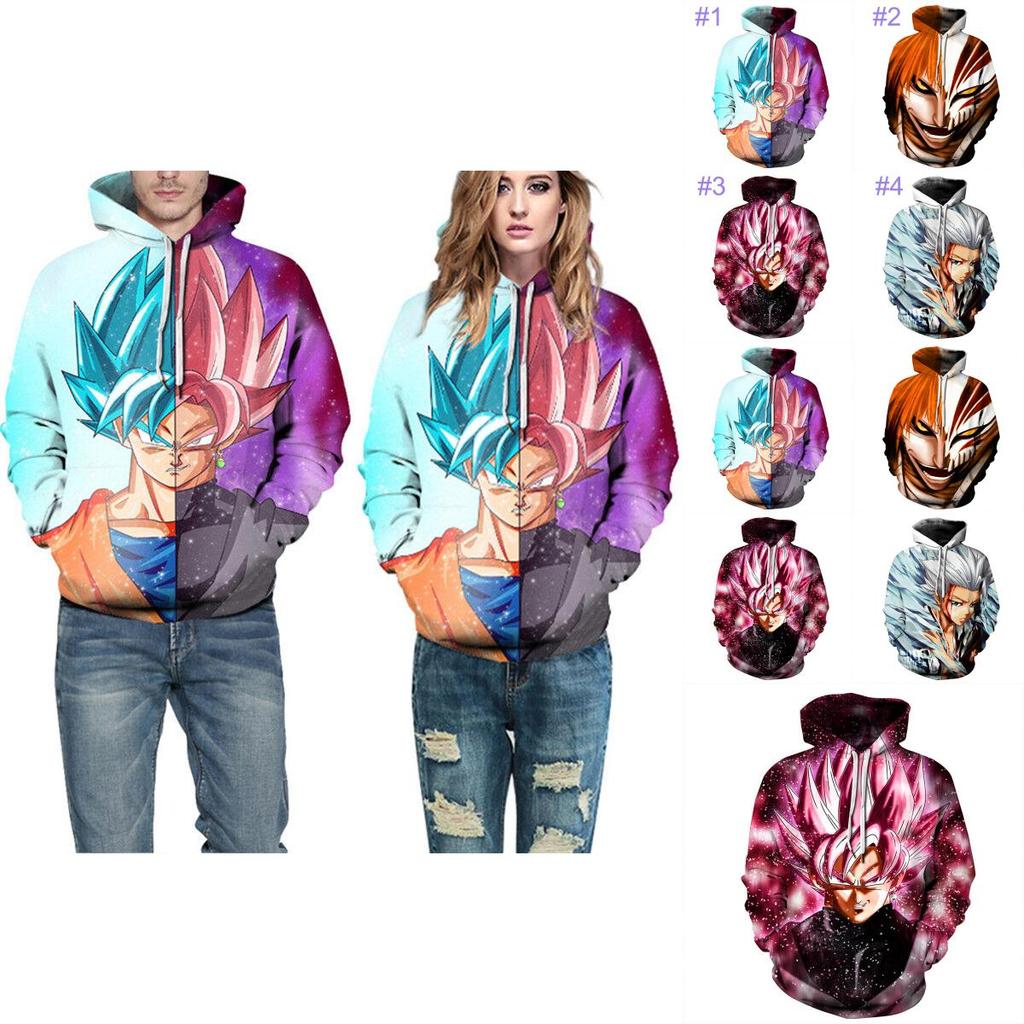 Polyester Dragon Ball Z Super Saiyan Goku Men Women Anime Pullover Hoodie**