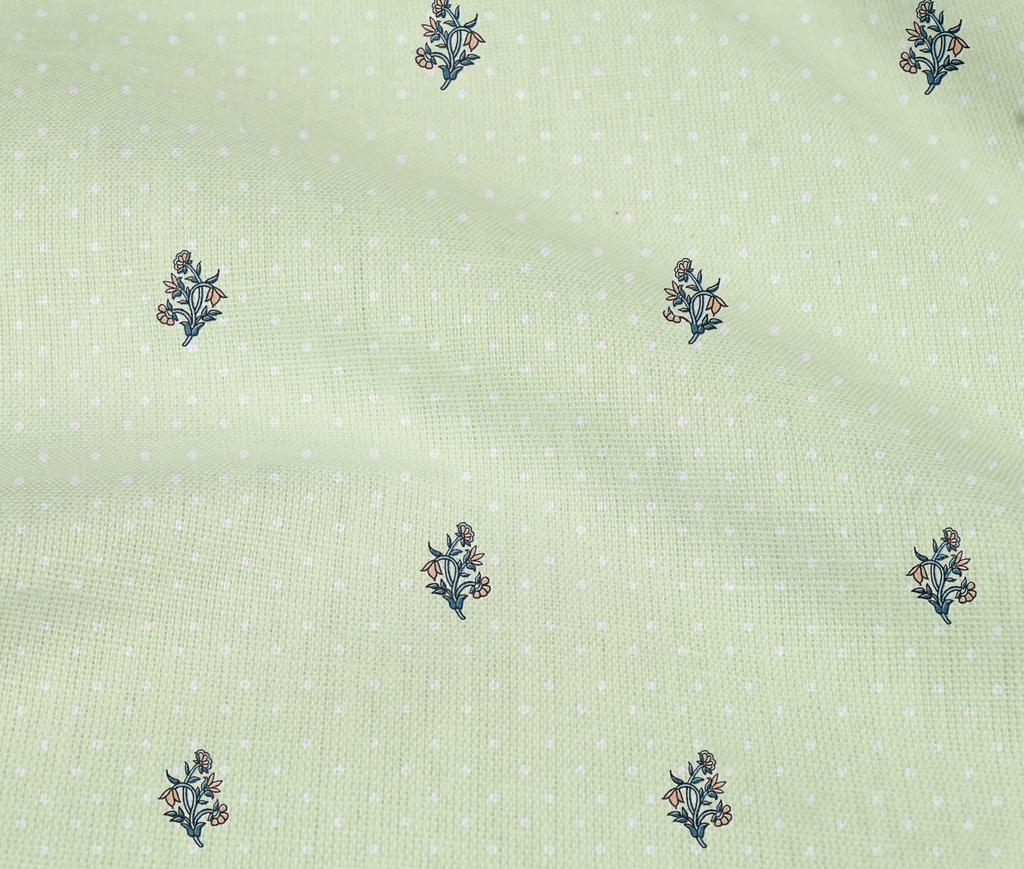 oneOone Cotton Flex Light Green Fabric Floral Fabric For Sewing Printed Craft Fabric By The Yard 40 Inch