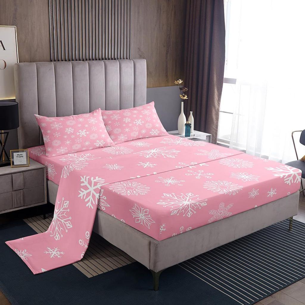 Christmas Element Pattern Mattress Four-Piece Bedding Set Bedroom Dormitory Bedding Decoration