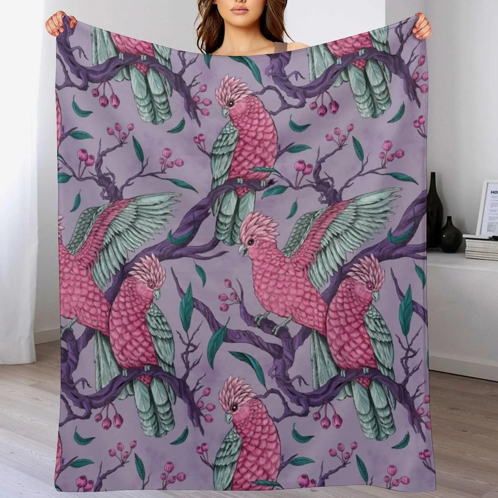 

Pretty in Pink Galahs Throw Blanket Cozy Microfiber Throw Blanket for Home Bedroom 102x76cm(40x30in)