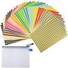 AUGSHYO Color Labels, Round, 8320 Pieces (8mm), 16 Colors, 32 Sheets, with File Bag, Office Supplies.