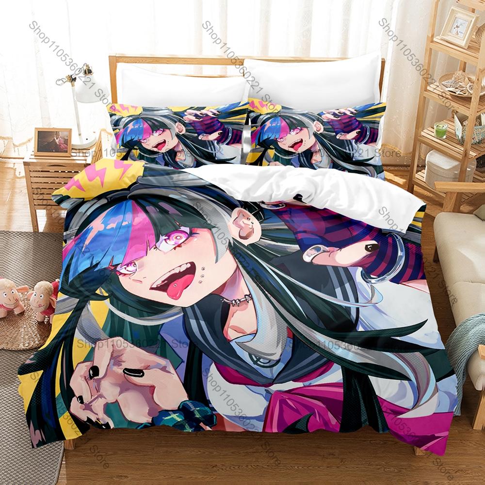 Danganronpa 2 Ibuki Mioda Bedding Set, Duvet Cover & 2 Pillowcases, Punk Rock Character Pattern Breathable All Season