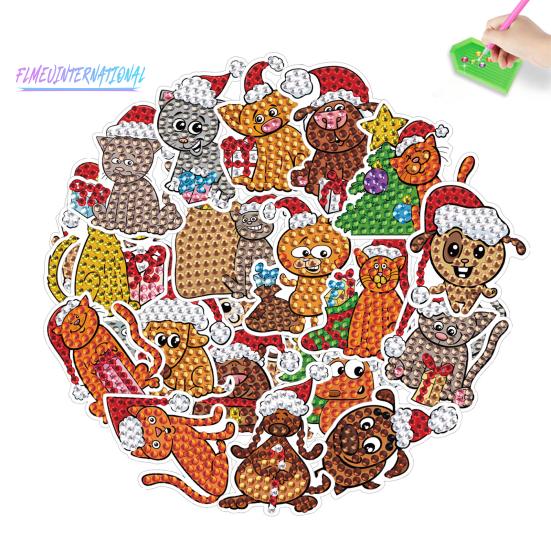 1 Set Diamant-Malerei-Aufkleber, DIY-Weihnachtsaufkleber-Set, lichtbeständiger Strass-Aufkleber für Kinder und Erwachsene