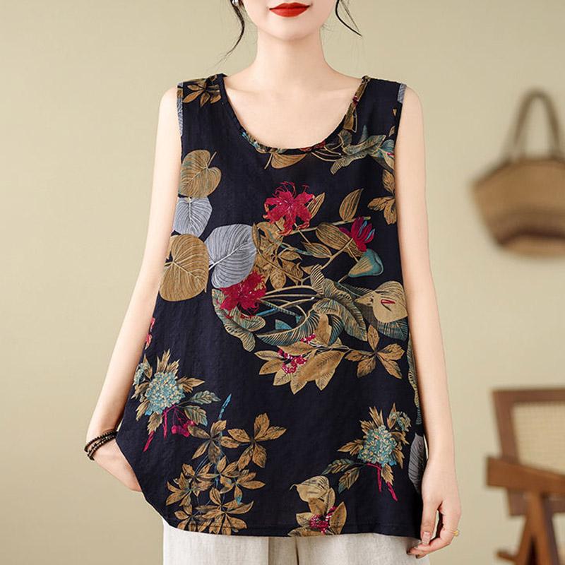 

Безрукавки хлопковые свободные футболки с бретельками через шею женские летние безрукавки тонкие эластичные принтованные безрукавки L