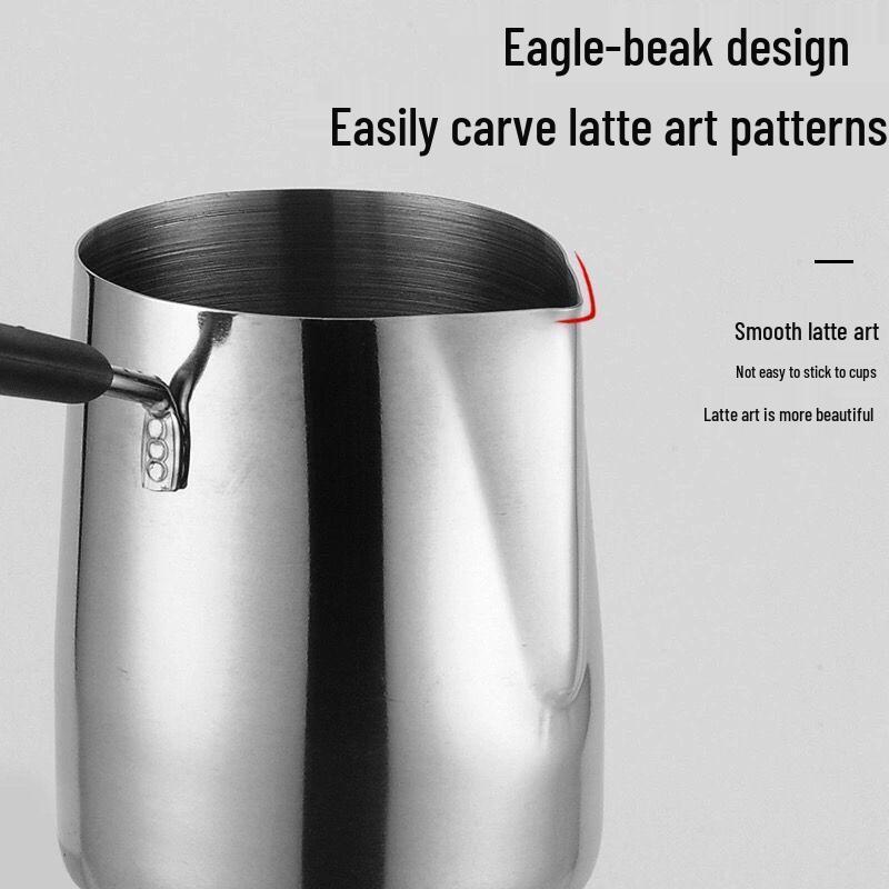 Stainless Steel Latte Art Pitcher - Pointed Spout Milk Frothing Cup for Coffee or Tea