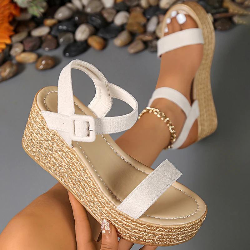 Fashion Summer Chunky Wedges Sandals Women 2025 Plus Size 35-42 Thick Paltform Sandles Woman Ankle Strap High Heels Sandalias Mujer