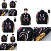 Shark Print Bomber Jacket For Men With Windproof Fabric For Casual Daily Wear