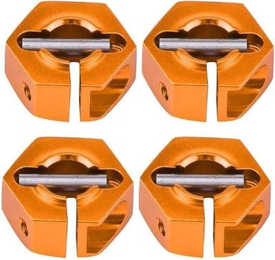 4Pcs 12mm Hex Wheel Hub Adapters – Universal for 1/10 RC Cars HSP Sakura – 7mm Height, Orange