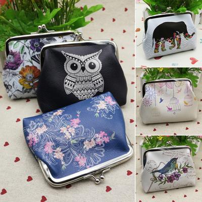 Frauen Mini Eule Vogel Blume Brieftasche Kartenhalter Fall Münze Geldbörse Clutch Handtasche Tasche