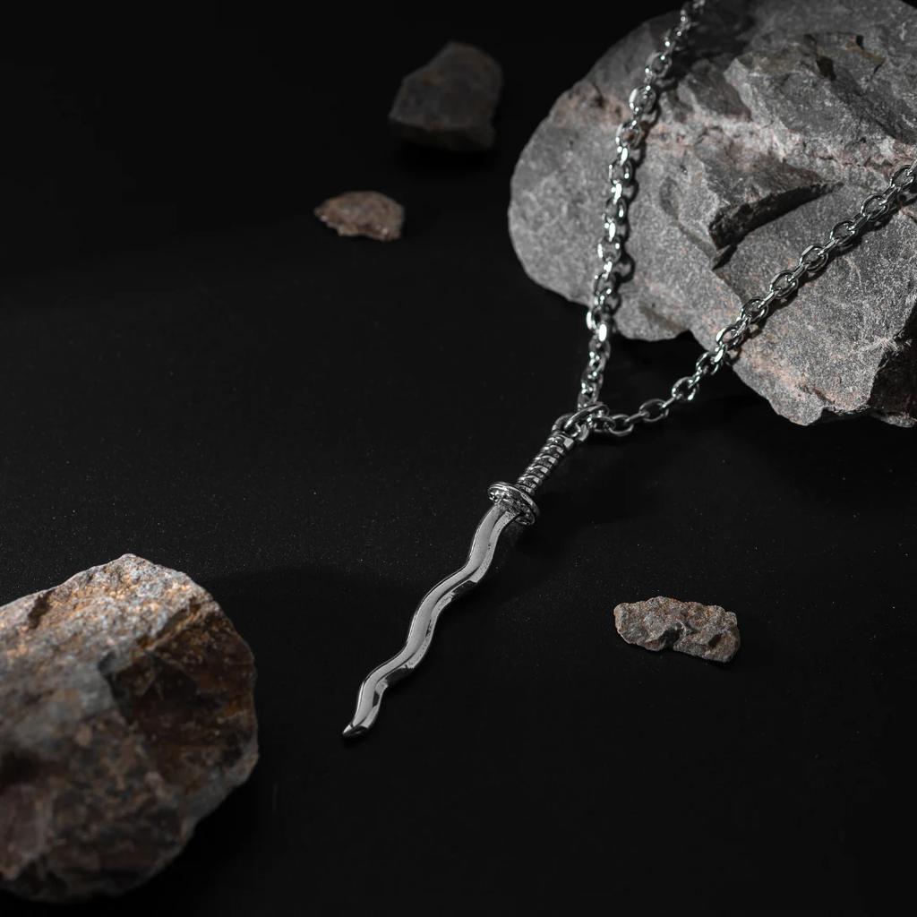 Serpent Breathing Katana Necklace Retro Necklace Samurai Sword Snake Necklace