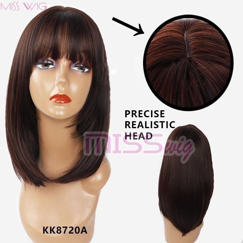 

Ombre Bob Wig Прямой парик средней длины для модных женщин 2-33