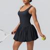 NEW bare feel sports dress with pocket,anti-exposure,tennis wear with bra pads,running, fitness and bodybuilding, sports trends, cycling dress Black