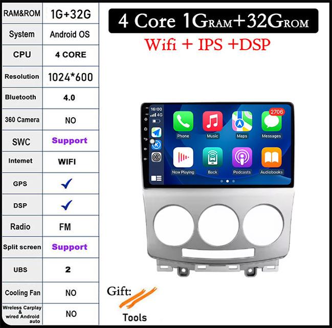

9 Android 14 QELD For MAZDA 5 2005 2006 2007 2008 2009 2010 Car Radio Multimedia Video player Navigation GPS 4G Carplay