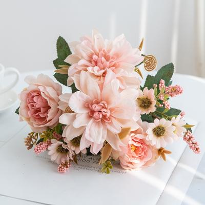 1 Stück Heißer Verkauf Kunstblume Seide Dahlie Rose Gänseblümchen Weihnachten Heimdekoration Bonsai Zimmer Hochzeit Brautstrauß Party DIY Box