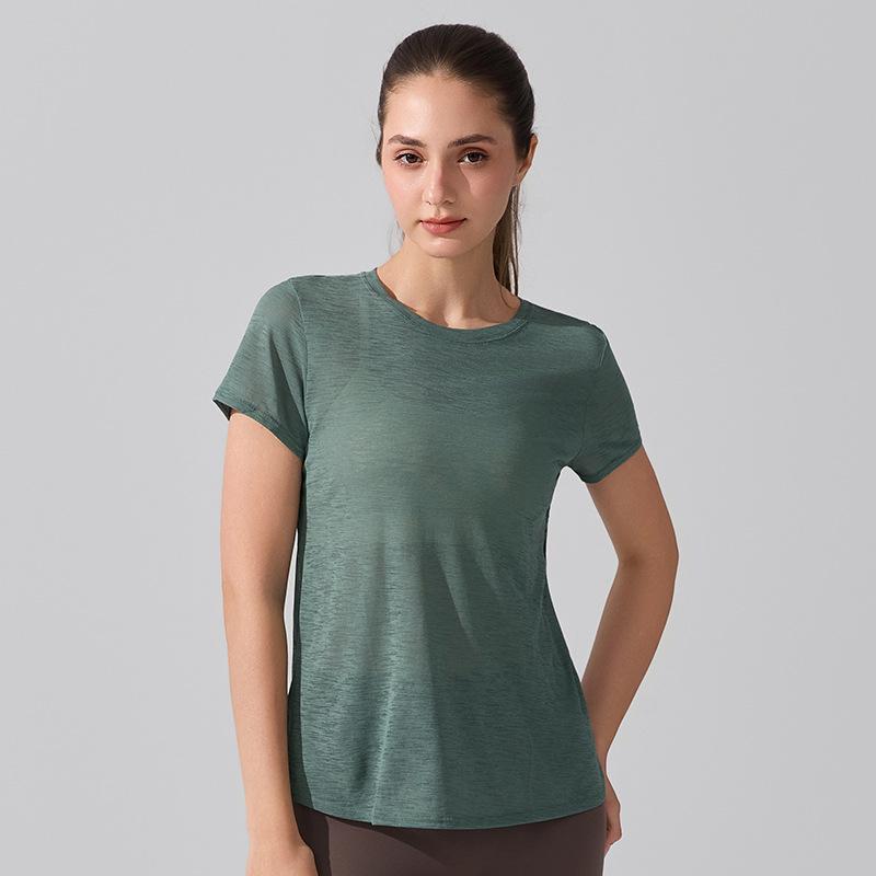 Women's Breathable Short Sleeve Yoga T-Shirt with Hollow Beautiful Back - Lightweight Dance Fitness Cover-Up Running Top