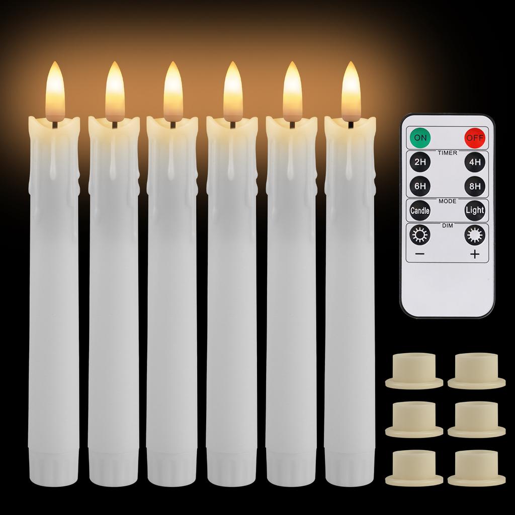 Flameless Taper Candles with Remote Timer LED Candlesticks Battery Operated Flickering Window Candle for Christmas Wedding Decor
