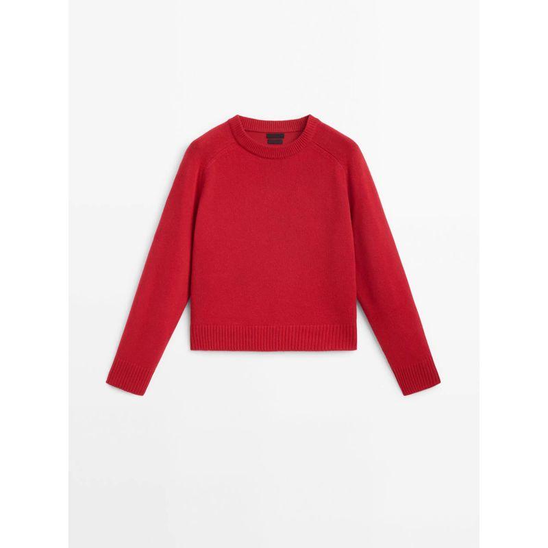MD Fall and Winter New Arrival Red Underwear Sweater Commute Leisure Minimalist Wool Blend Knitwear 5629549