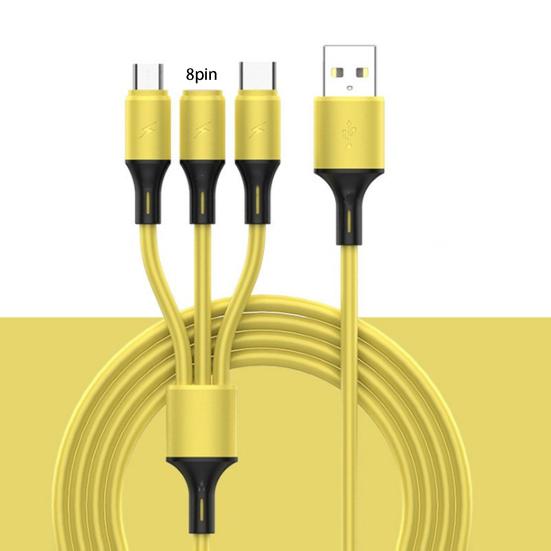 Data Cable Universal 3 In 1 Fast Charging Liquid Silicone 8-pin Micro USB