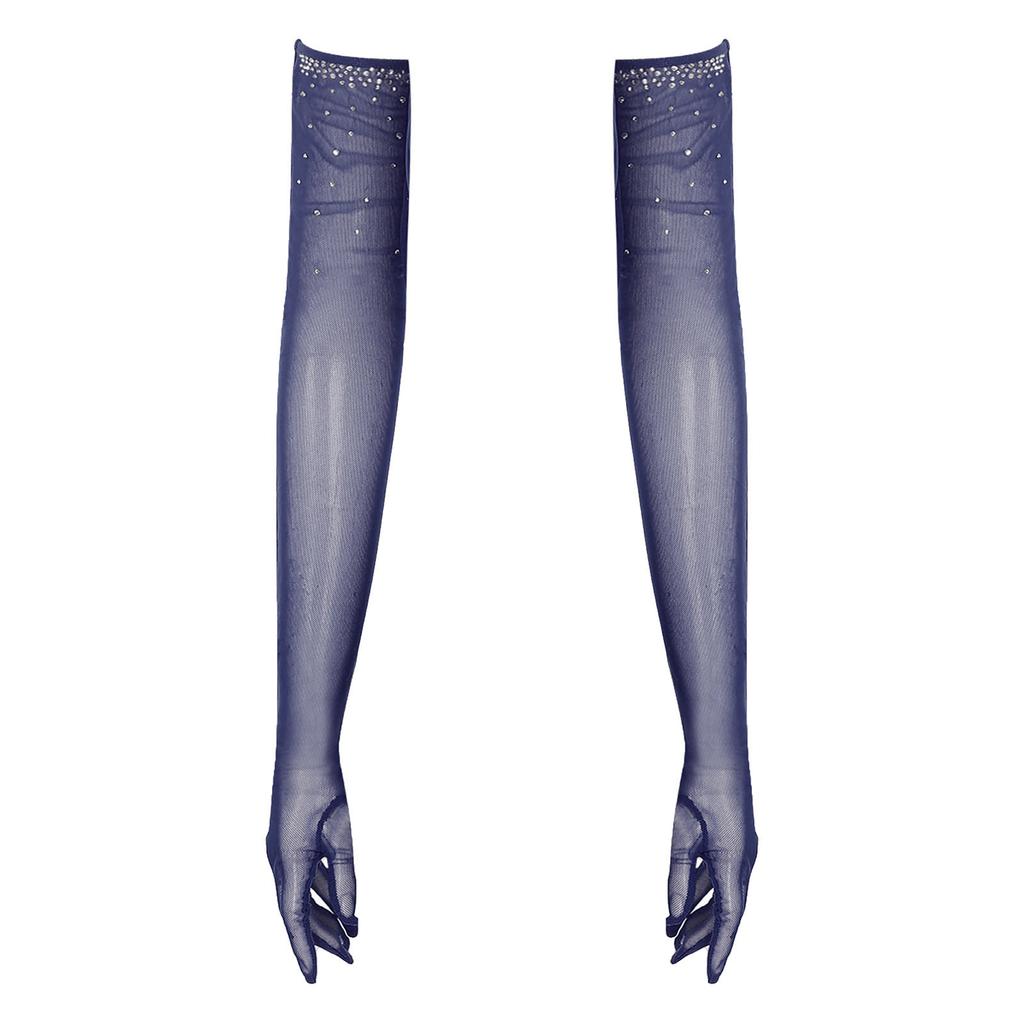 Dámské Jedna Pár Síťované Taneční Rukavice Třpytivé Kamínky Pět Prstů Plná Délka Rukavice Výkonnostní Doplněk